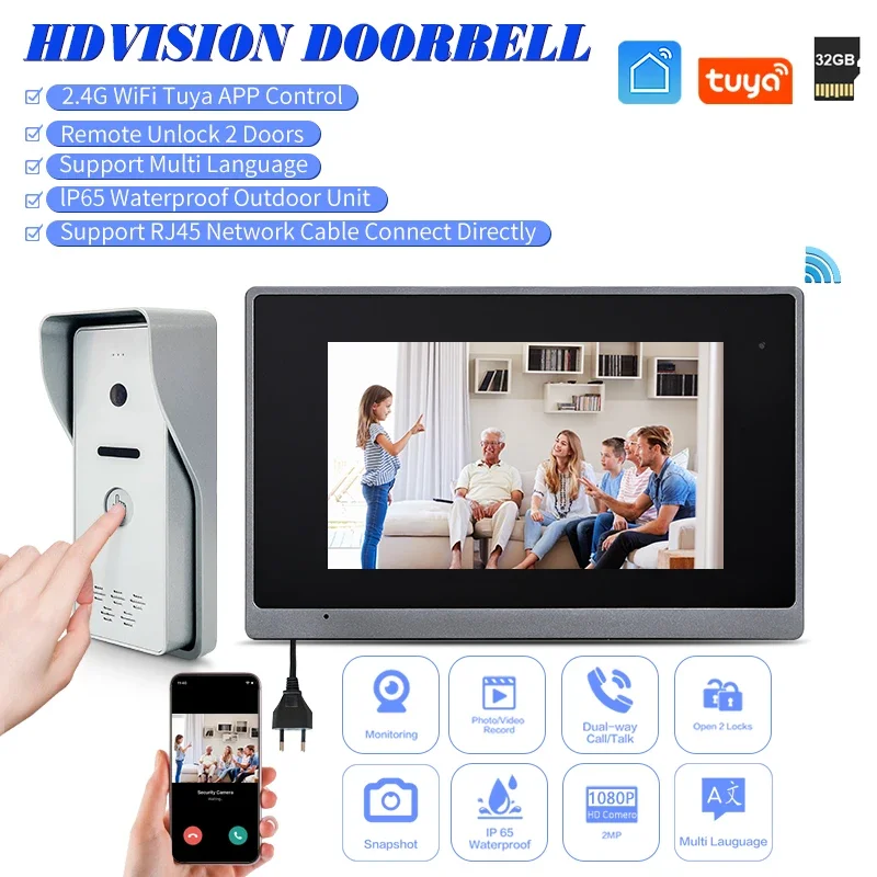 

IP System Video Portero Wifi Exterior Interfone Camera Wifi Tuya Video Intercom System HD 1080P Camera Remote Unlock 2 Doors