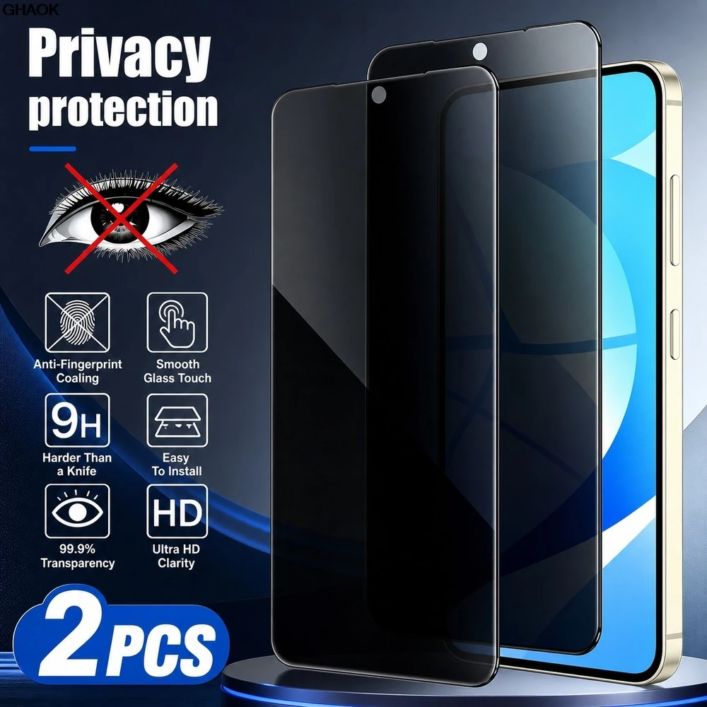 2PCS Privacy Tempered Glass For Samsung Galaxy S24 Ultra S24+ Anti Spy Screen Protector For Samsung Galaxy S24 S24 FE