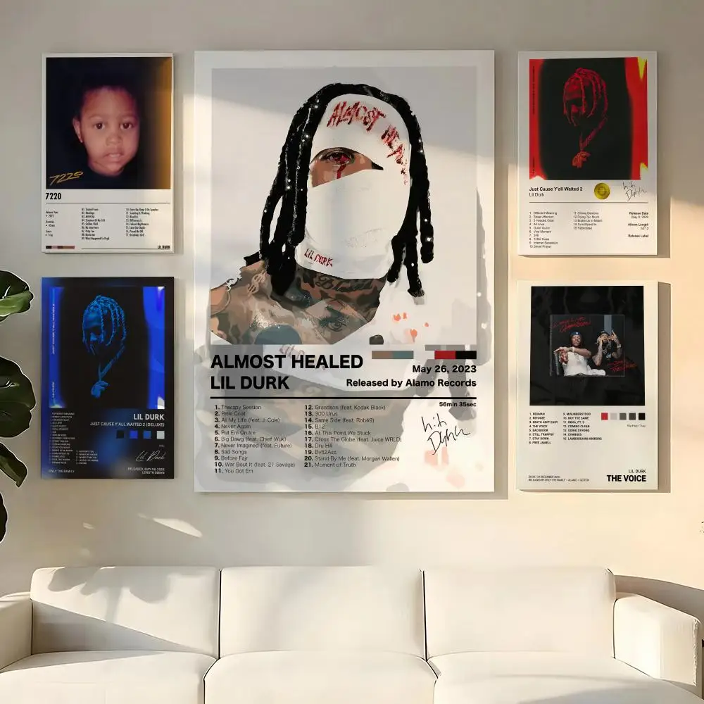 Music Album Star Lil D-Durk Painting Calligraphy Wooden Framed Canvas Poster Wall Art HD Waterproof Print Home Decor