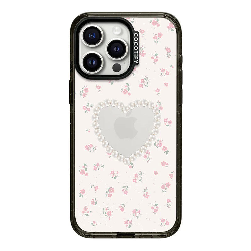 Funda de teléfono de lujo con diseño de flores silvestres, Graffiti, amor, para iPhone 12, 13, 14, 15, 16 Pro Max Plus, funda acrílica con perlas de cereza