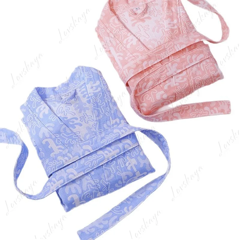 Roupão de gaze de algodão feminino, camada dupla fina, primavera e verão, homens adultos podem usar toalhas de banho, roupões de banho de secagem rápida