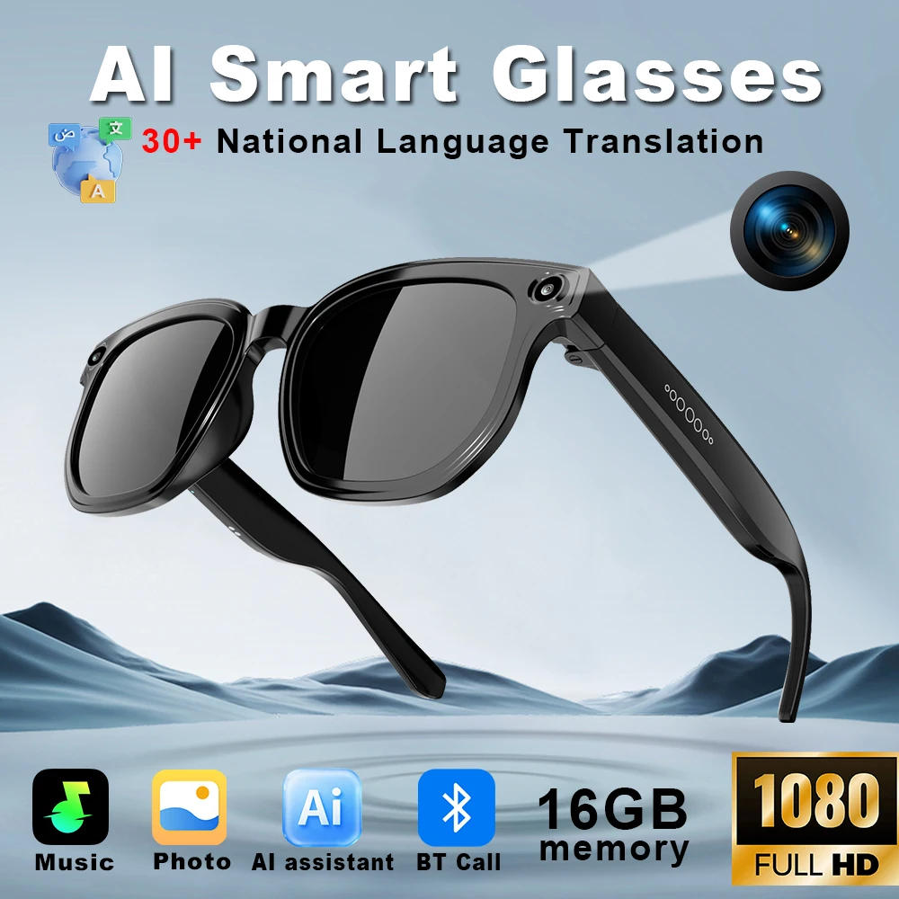 

New Smart Glasses 800W Pixel Video Camera AI Voice Translation With Video And Photo Bluetooth Recording Sunglasses