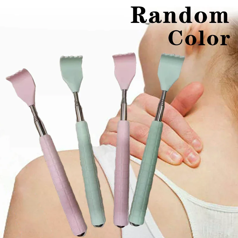 Back Extendable Scratcher Stainless Steel Telescopic Scratching Massager Telescoping Anti-Itch Tool With Rolling Massage Beads