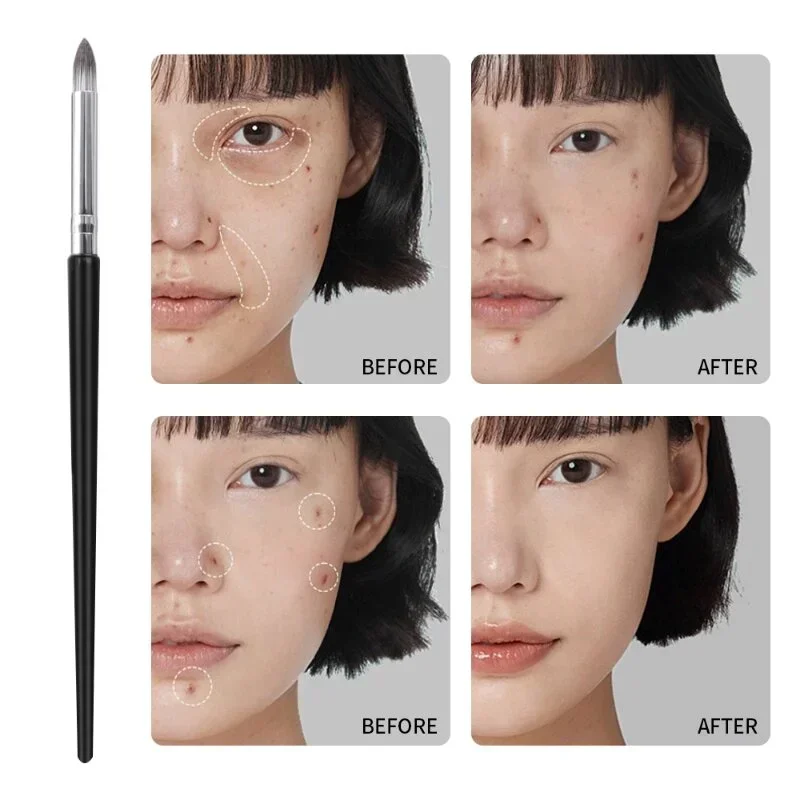 Pincel corrector con punta de lápiz, brillo de arrugas, patrón de decreto, bolsa para ojos, corrector, máscara, base, brochas de maquillaje, herramienta de belleza