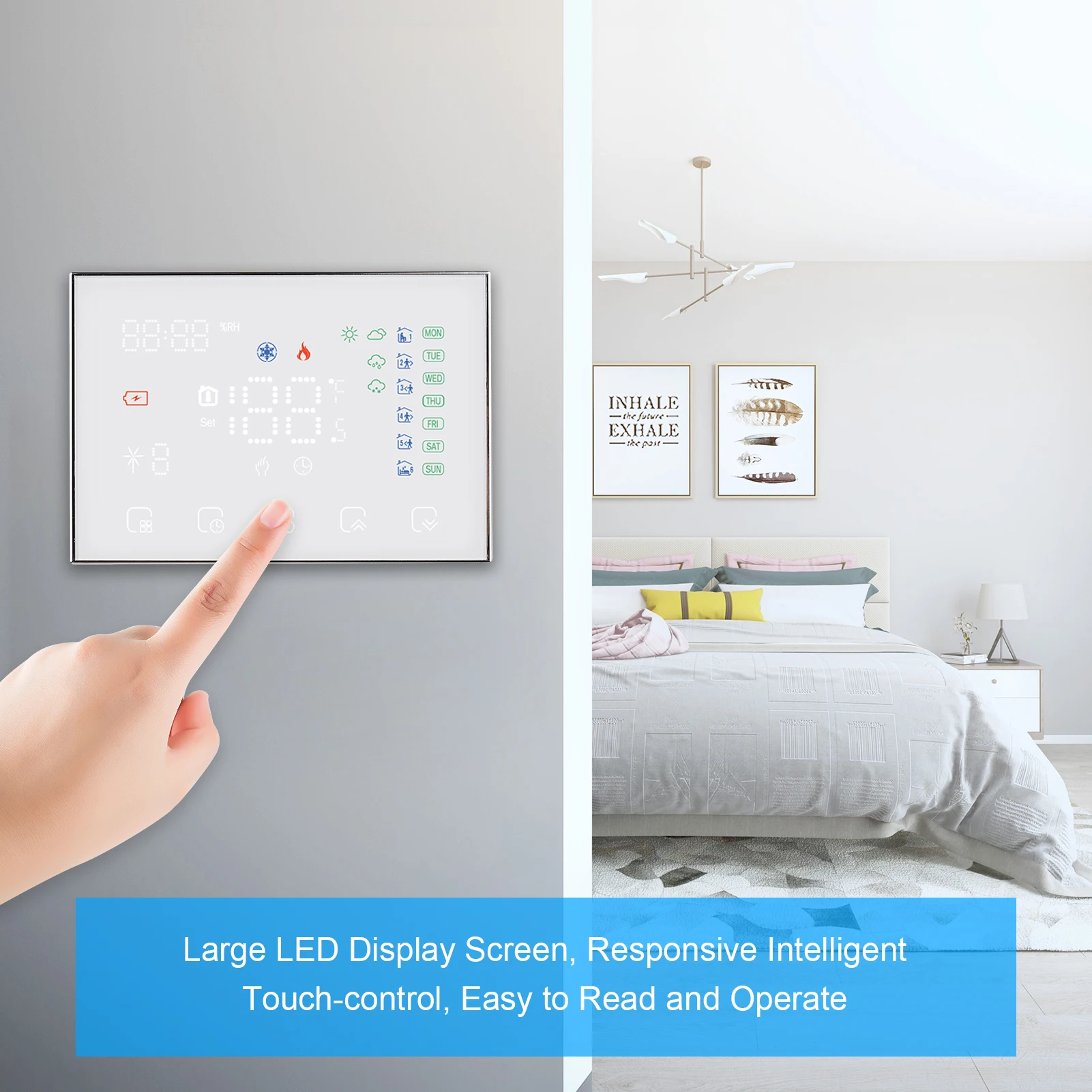 WIFI Smart Thermostat Programmable หม้อไอน้ำไฟฟ้าเครื่องทำความร้อน LED Touch APP ควบคุมอุณหภูมิ Controller