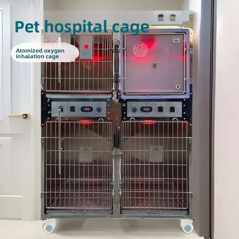 Cat and dog thermostatic oxygen cabin cage, stainless steel foster cage