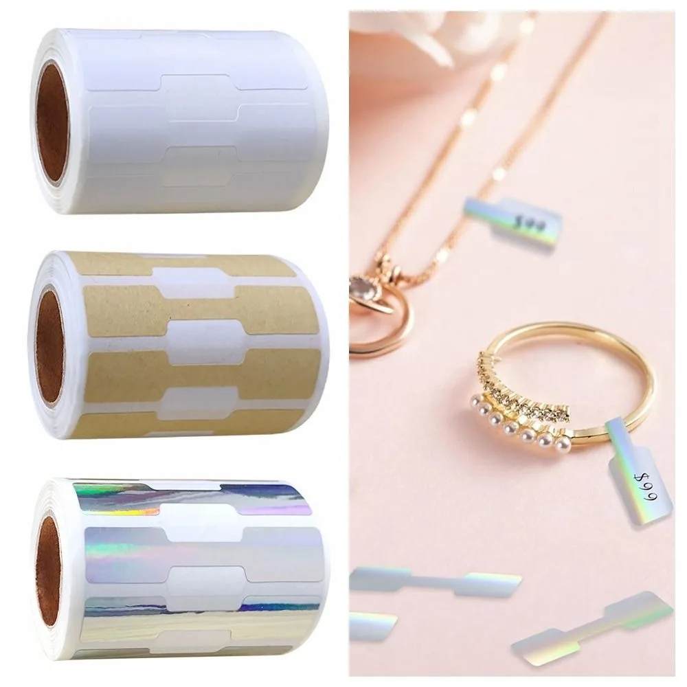 500PCS Multicolor Jewelry Price Labels Kraft Paper Display Tool Necklace Ring Price Tags Quadrate Blank Self-adhesive Stickers
