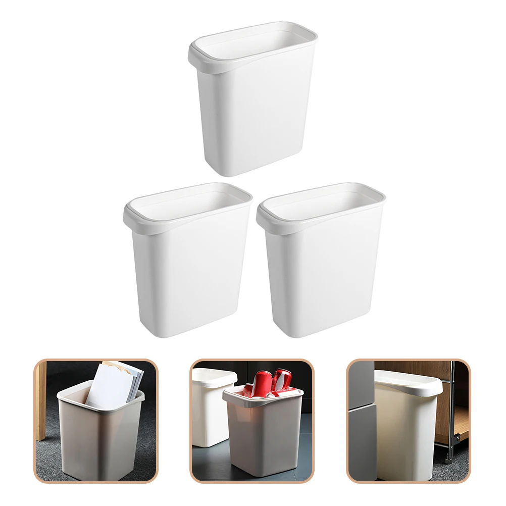 

3 Pcs Rectangular Trash Can Plastic Anti Skid Garbage Container Bedroom Bathroom Kitchen Storage Holder Bag Clip Nordic