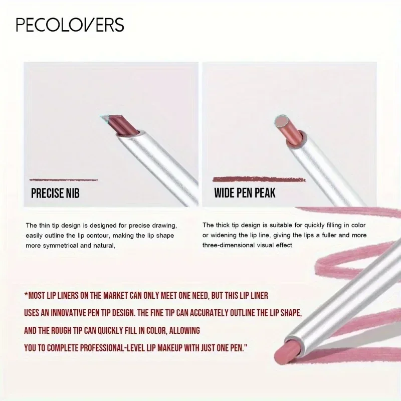 슬랜트 튜브 립 라이너, 립스틱 립 펜슬, 방수 립스틱 펜, 오래 지속되는, 매트 립 라이너