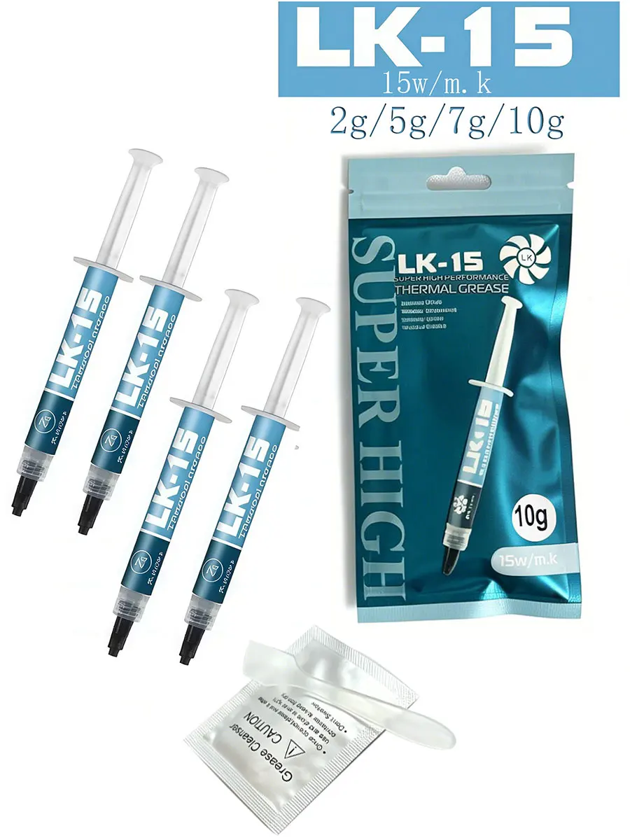 LK-15 15W/mk Conductive Thermal Grease Heat Sink Paste High Thermal Conductivity for CPU GPU Notebook Desktop PC Chip Cooling