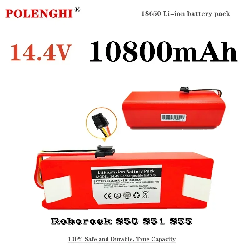 14.4V, 10800mAh Roborock replacement battery, robot vacuum cleaner, S55, S60, S65, S50, S51, S5 MAX, S6 parts,