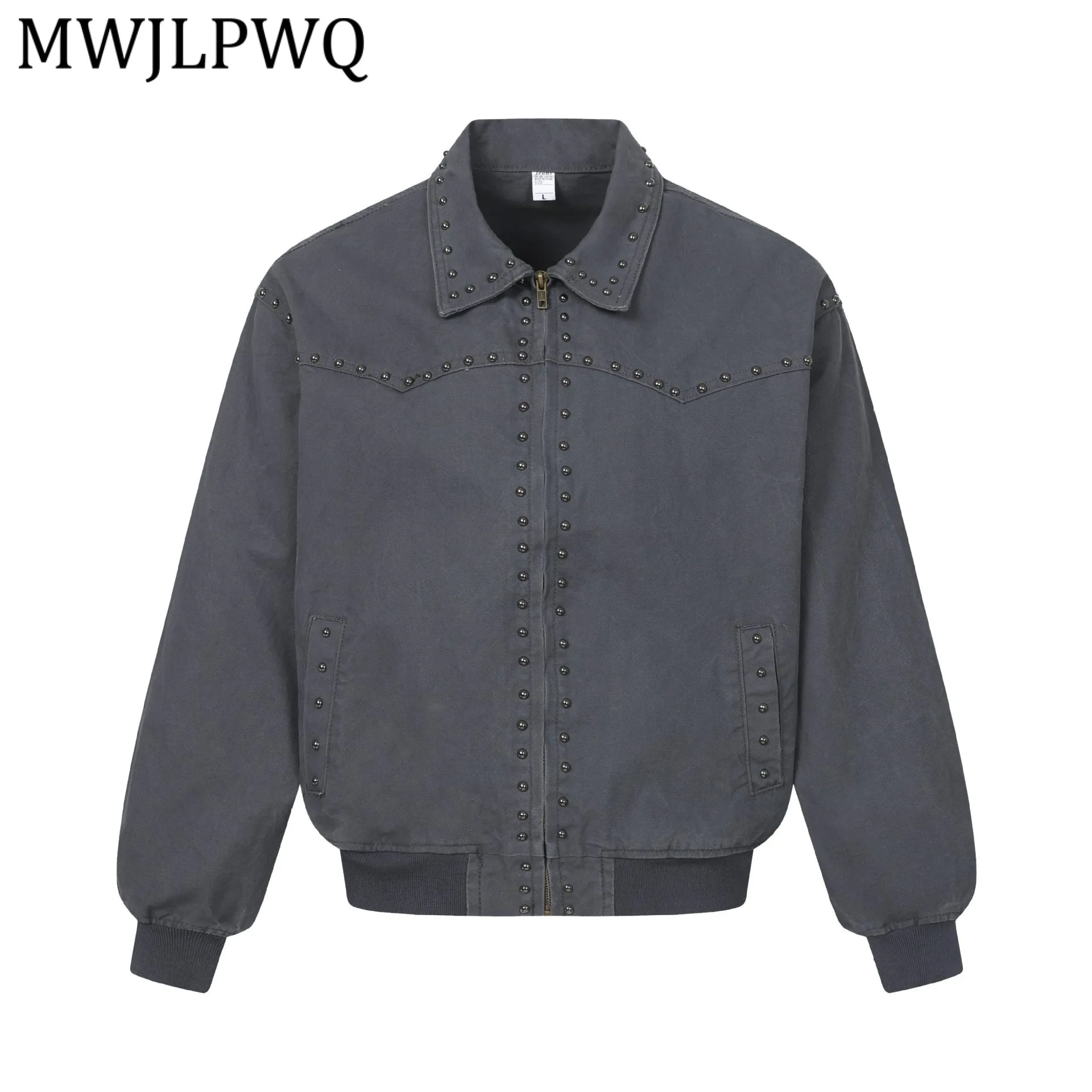 

MWJLPWQ American Decorate Design Soliced Male Jacket High Street Lapel Long Sleeve Versatile Loose Coat For Unisex Spring 13477