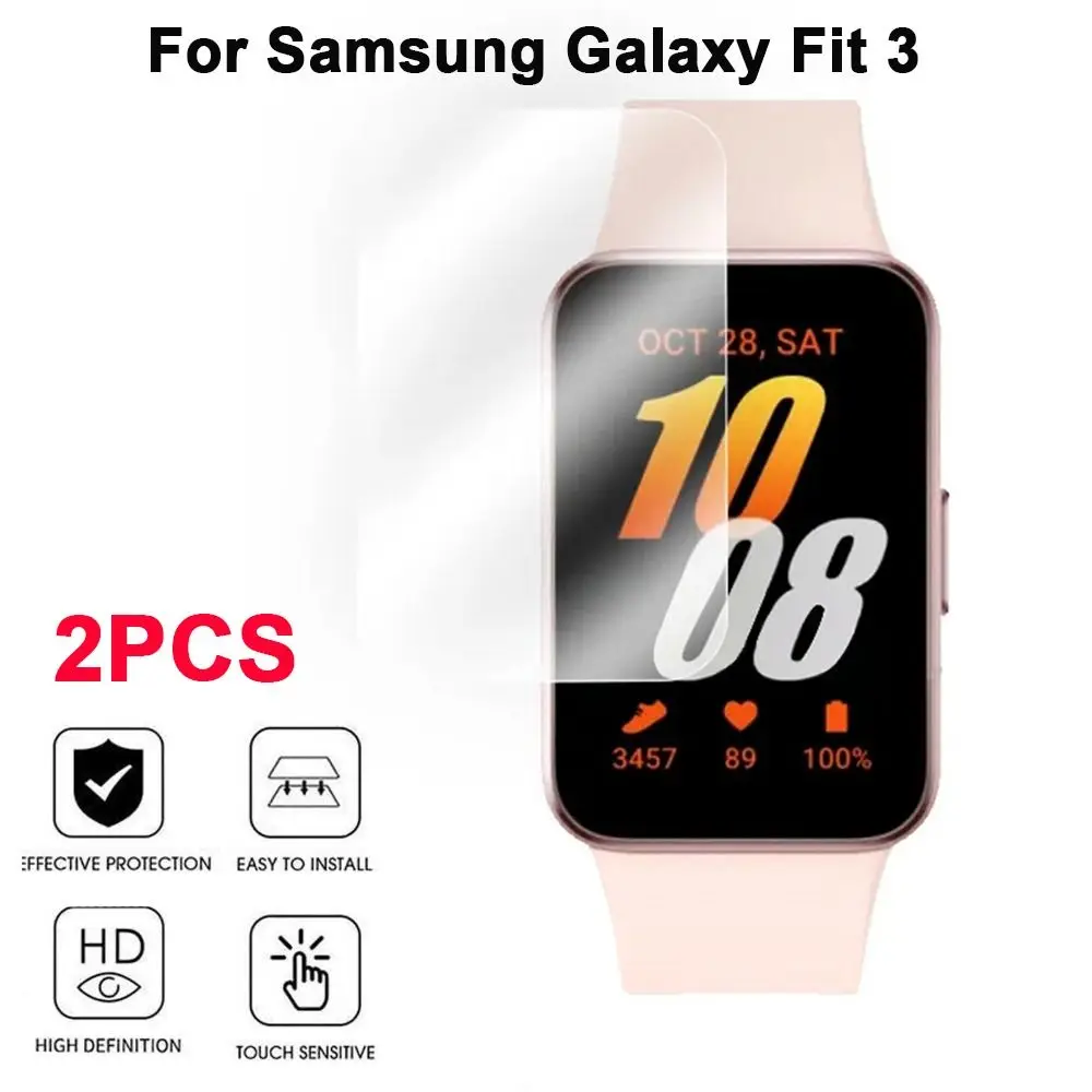 TPU macio Limpar Smartband Película Protetora, Capa Protetora de Tela para Samsung Galaxy Fit 3 Pulseira Inteligente, 2Pcs