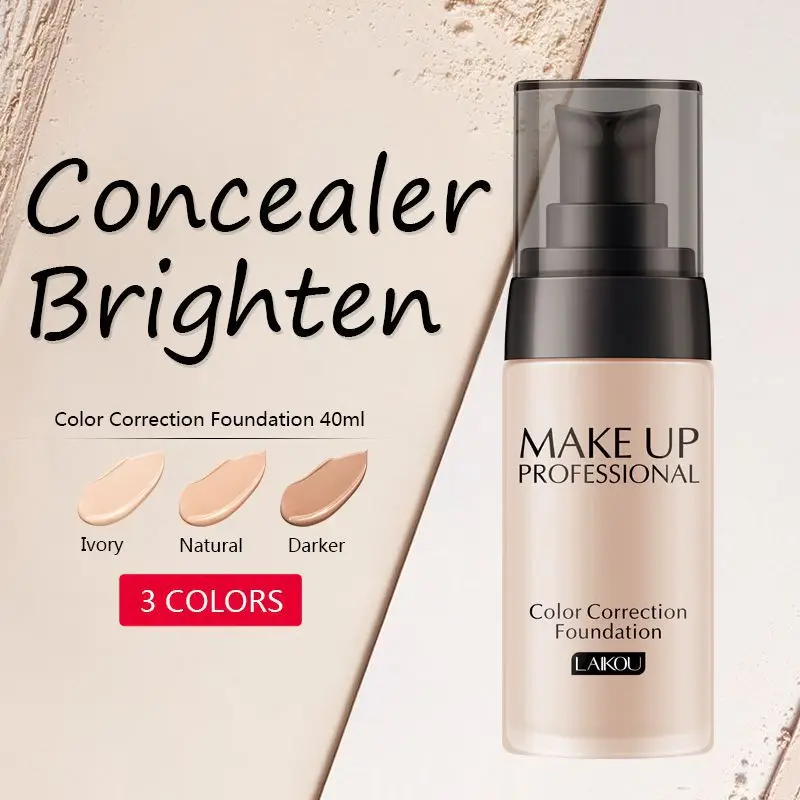 Professional Face Liquid Foundation Cream Full Coverage Concealer Moisturizing Oil Control Foundation Base Brighten Face Makeup