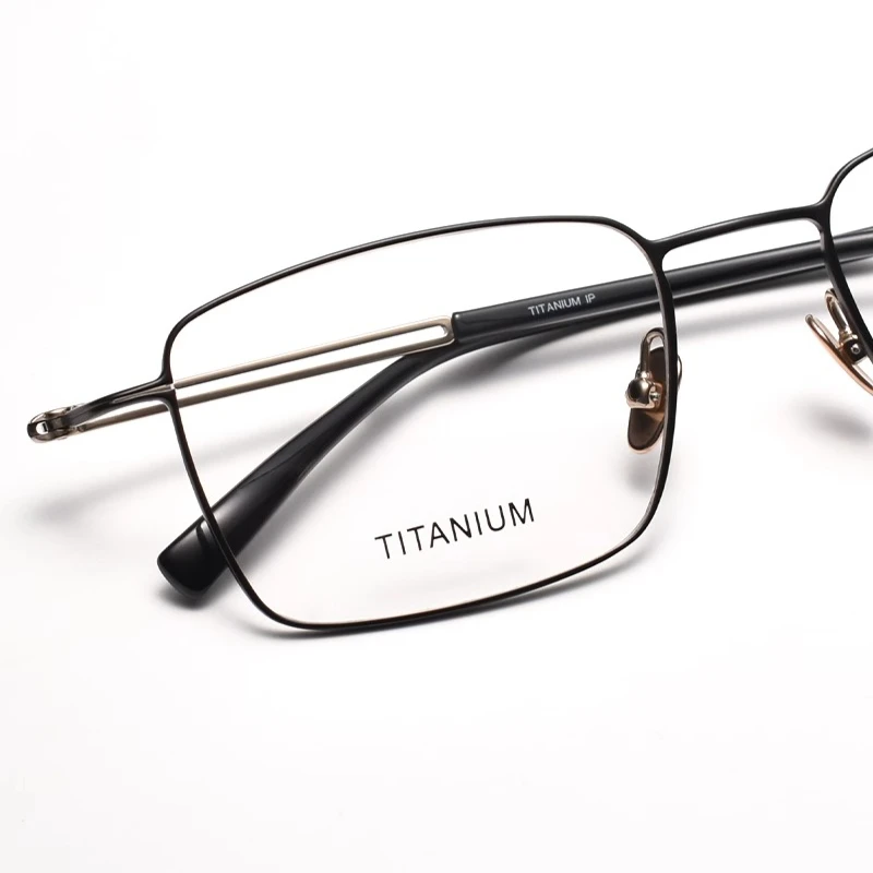 High Quality Pure Titanium Retro Square Eyeglasses Frame Men Classic Trend Hollow Out Temple Comfort Prescription Glasses Frames
