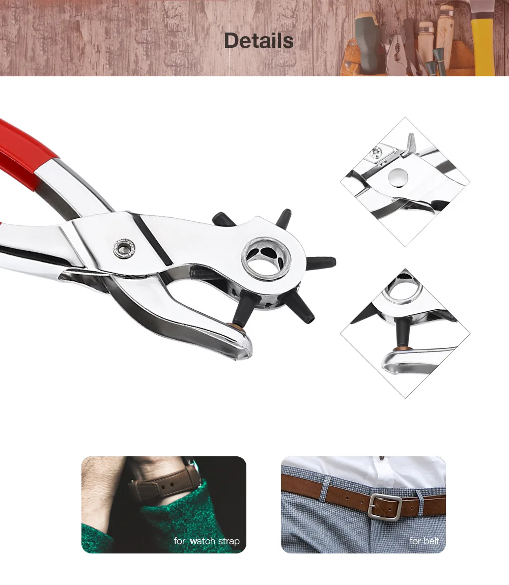 Multifunktionaler Tragbarer Locher für Schwerlastanwendungen, Leder-Gürtel- und Uhrenarmband-Lochstanzer, Handzange für Gürtellocher NW-112 – Detail 5