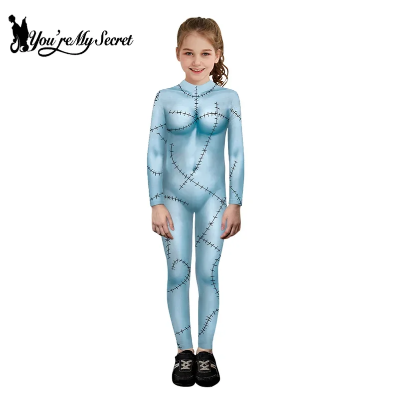 HN8 [You're My Secret] The Nightmare Before Christmas Anime Cosplay Costume Halloween Sally Girl Printed Party Bodysuits8…Gf