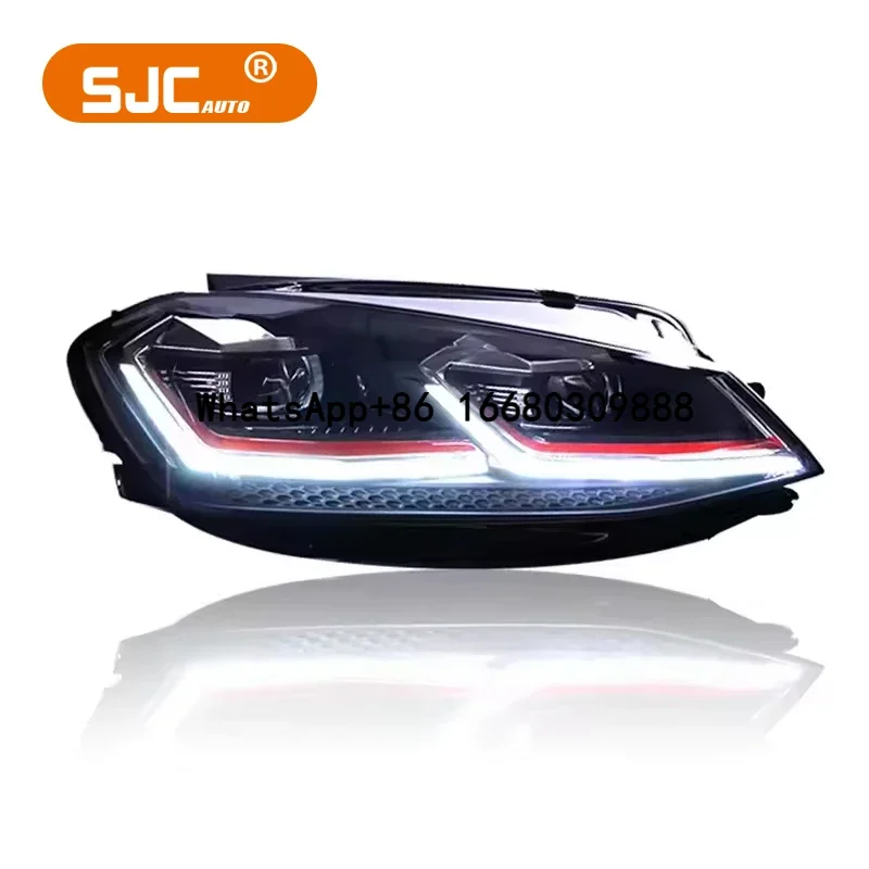 SJC For  Mk7 Golf 7 Headlights Assembly 2013-2020 Headlamp Modified LED Front Lights Upgrade Car Accessories