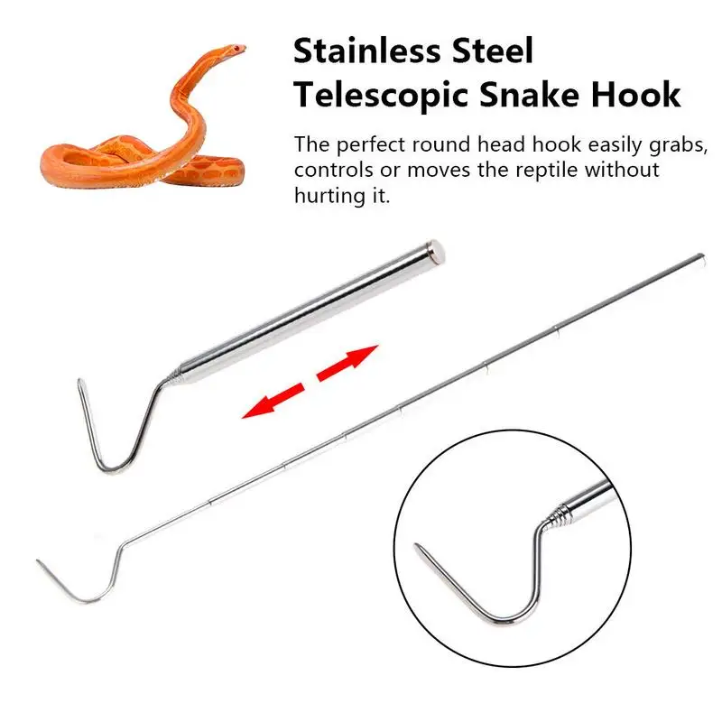 Snake Hook Stainless Steel Snake Catcher Tool Reptile Hook Length 6.30-26.78in Maintain A Safer Distance For Catching