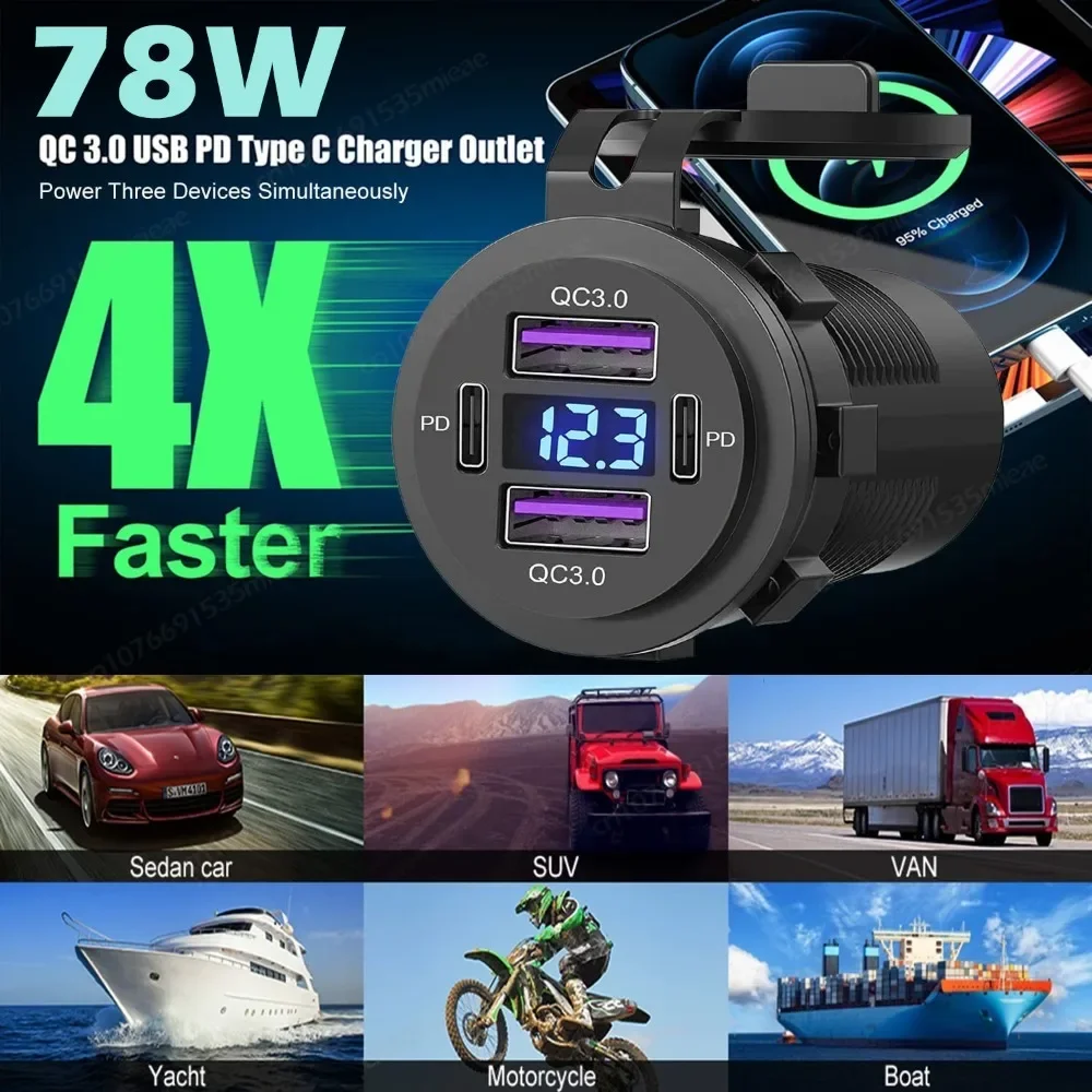 atualizado-4-portas-12v-tomada-usb-carregador-de-carro-rapido-78w-duplo-pd-qc-multiplas-portas-usb-com-voltimetro-a-prova-dwaterproof-agua-para-onibus-rv-marinho