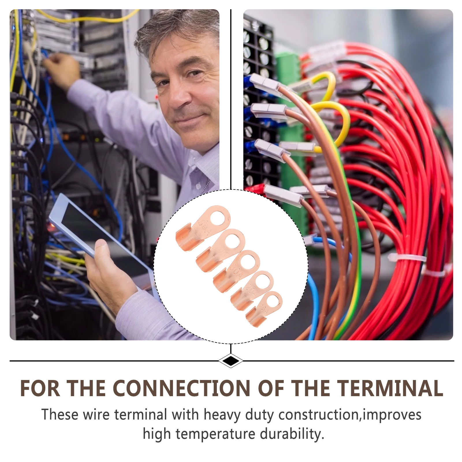 

70pcs Copper Ring Lug Terminal Connector Open Barrel Wire Crimp For Electrical Wiring Household Appliances Computer Cable