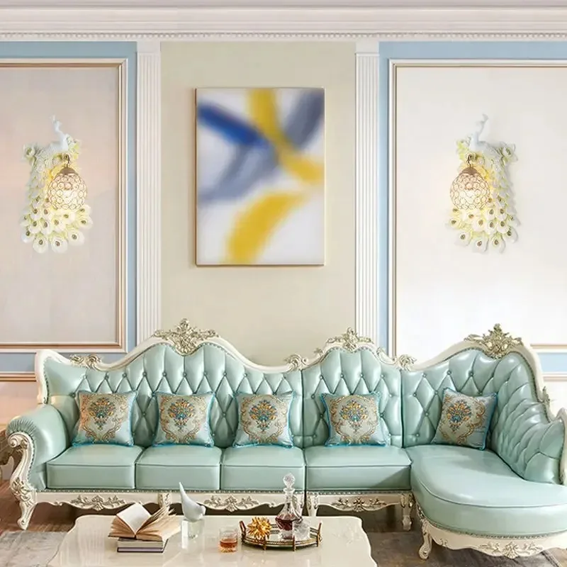 Creative Resin Wall Lamp Bedroom Bedside Living Room Background Wall Lamp Aisle European Retro Peacock Modeling Lamp