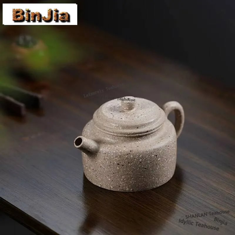 160ml Yixing Purple Clay Teapots Handmade Dezhong Pot Raw Ore Coarse Sand White Jade Segment Mud Tea Soaking Kettle Zisha Teaset