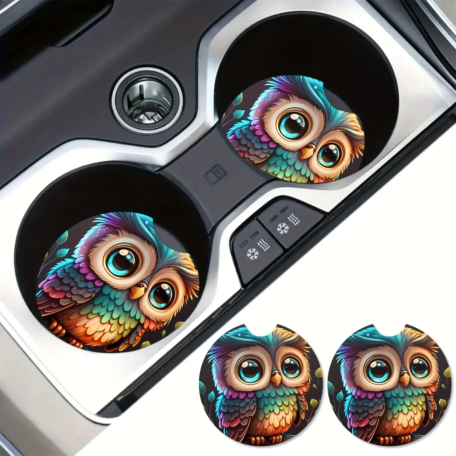 2 Interesting Eagle-Shaped Mats, Universal Cup Holder, Embedded In Ornaments - Car Interior Additions For Beverages, Waterproof,