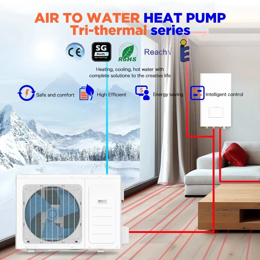 Factory Direct Sales Energy Saving Heat Pump Water A+++ R32 Inverter Air Source Pumps for Cooling Simple Operation