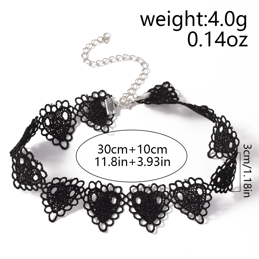 Aihua Gothic Kurze Spitzen-Choker-Halskette für Frauen und Mädchen, Schwarz, Modische Romantische Halskette, Geschenk für Partys, Großhandel Halskette – Detail 10