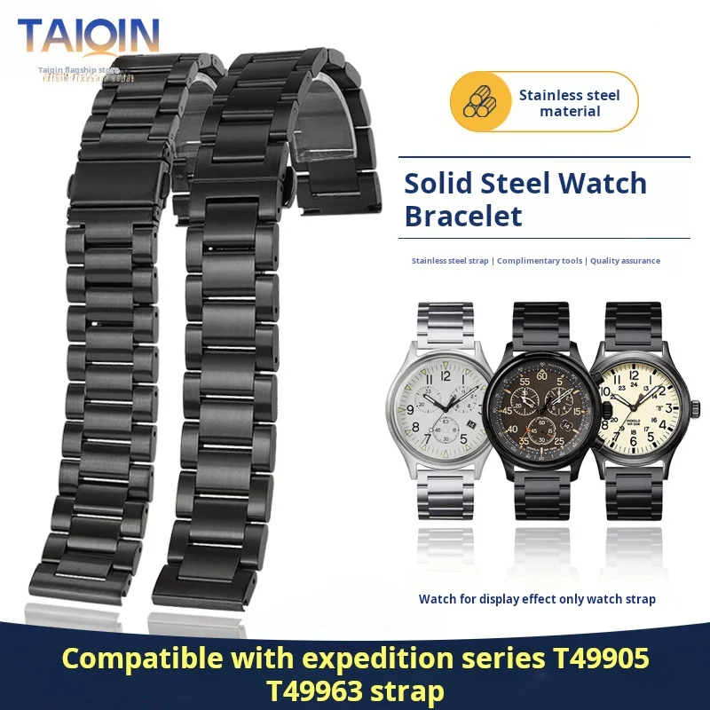 ل Timex T49905 T49963 T49953 المواطن هاميلتون الأعمال ماتي وعاء من الستانليس ستيل الأسود حزام ساعة اليد المعدنية حزام الساعات سريعة الرجال 20 مللي متر