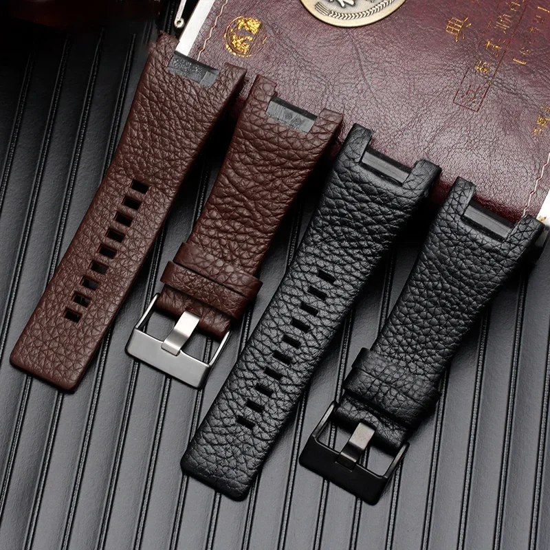 For Diesel Dz1216 Dz1273 Dz4246 Comfortable Soft Special Concave Interface Men\'s Business Leather Watch Strap Accessories