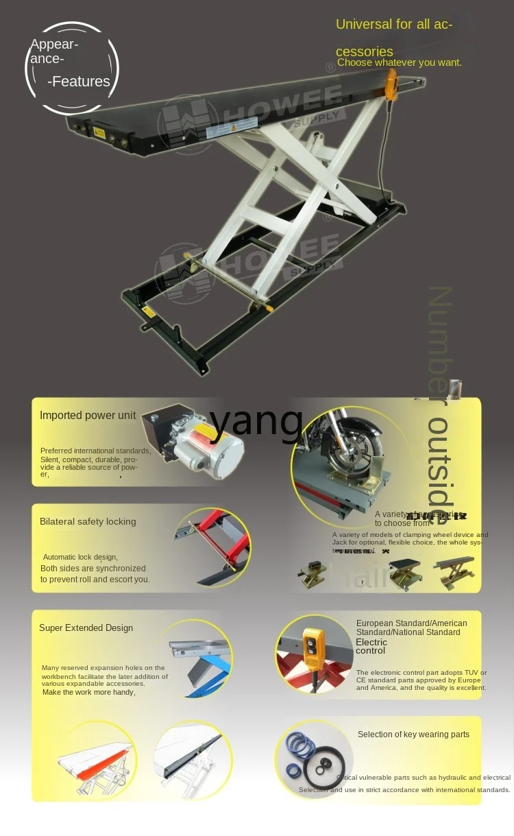 L'm'm-Plateforme de Réparation de Moto, Établi Électrique et Hydraulique, Table artificiel évatrice à Ciseaux