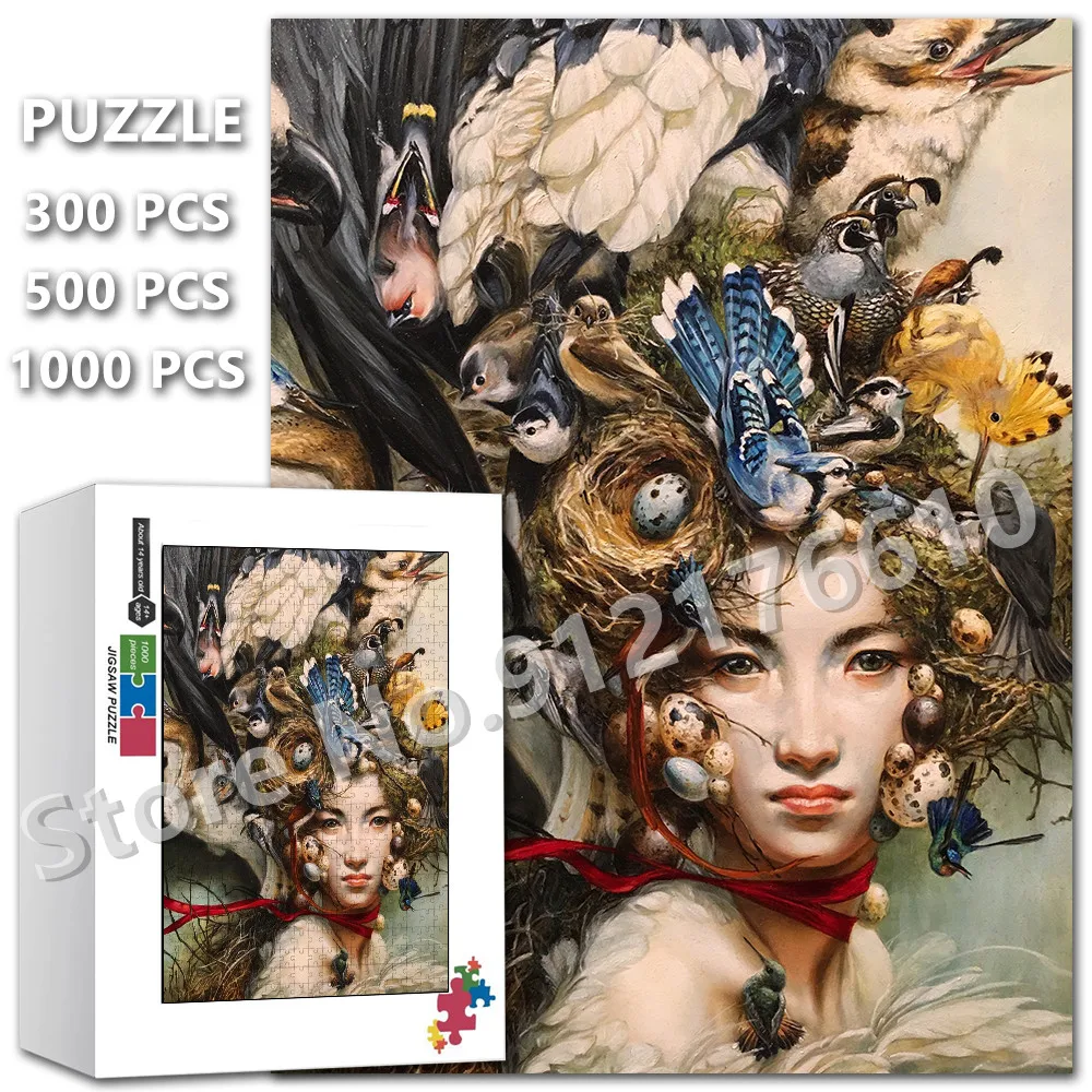 Fashion Artwork Girl Portrait Jigsaw Puzzle 300/500/1000 Pieces Flowering Beauty Fairy Print Puzzles Decompress Educational Toys