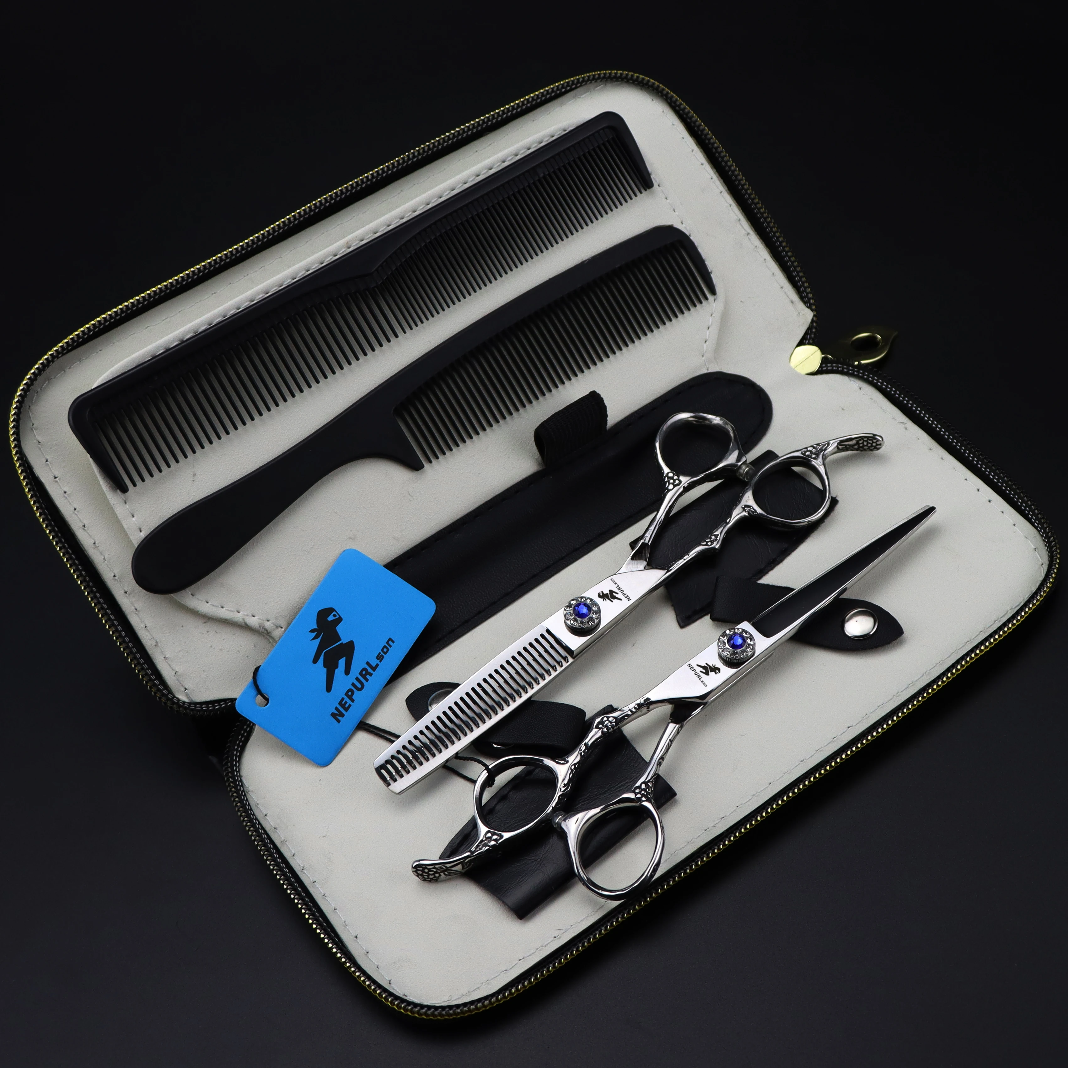 6.0 Inch GML-01 NEPURLson Left Handed   New Fashion Design Beauty Barber   Hairdressing Scissors Set