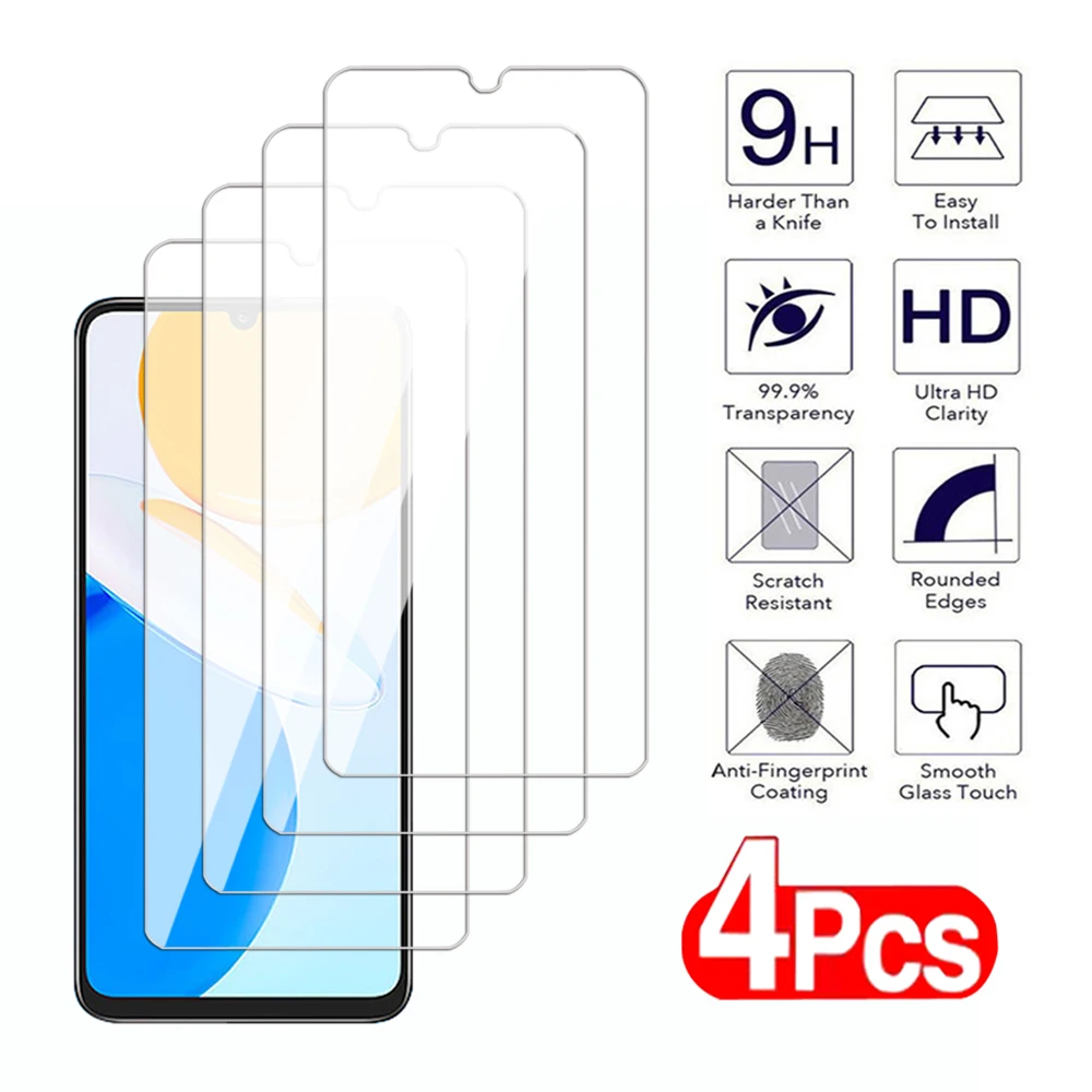 4Pcs Tempered Glass  For Honor 50 70 90 Lite X6 X7 X8 X9 4G 5G Screen Protector For Honor 50 SE 80 GT X6a X7a X8a X8b Glass Film