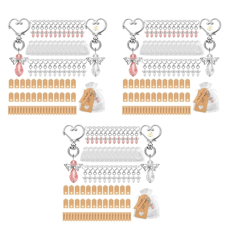 

72PCS Angel Keychains, Guardian Angel Pendants With Organza Bags And Thank You Tag For Wedding Party Return Gifts Favors