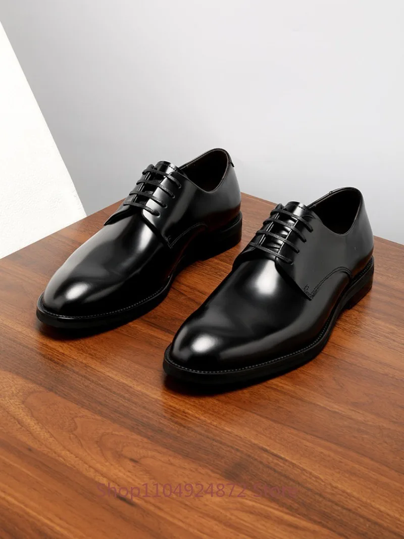 

Designer Fashion Commuting Work Business Dress Leather Shoes Men's Genuine Leather Breathable Pointed Toe Derby Shoes Man Black