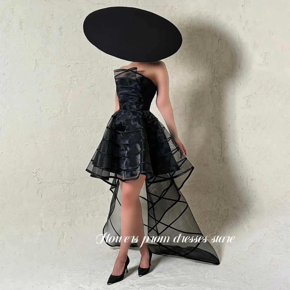 

Flowers High Low Prom Dresses Multilayers Evening Dress Lace Up Back Party Dress for Women vestidos de fiesta Customized