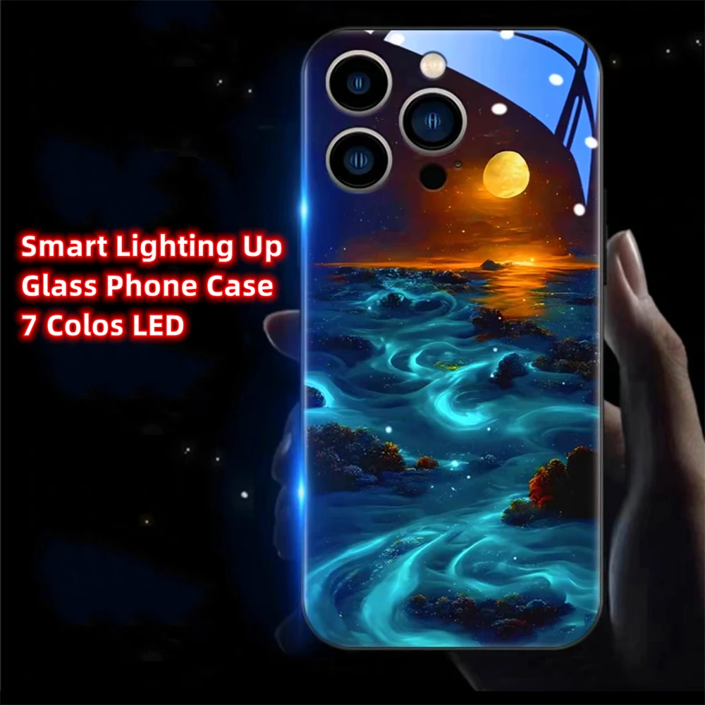 Fluorescent Lunar Sea Design S - Pc Case Tempered Glass ulasan dan harga