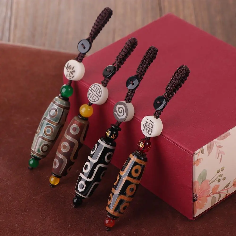 Key Chain Charms Pendant Heaven Bead Key Chain Agat Stone Pendant Tibet Heaven Bead Keyring Nine Eye Tibet Dzi Pendant Keychain