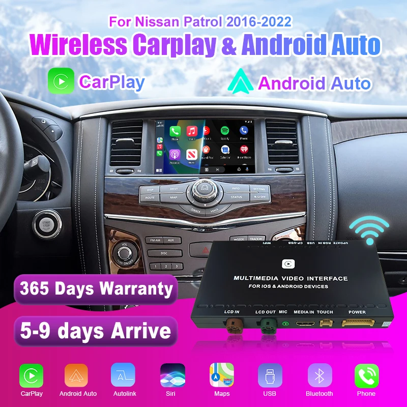 Wireless CarPlay Android Auto for Nissan Patrol Y62 2016-2022 Mirror Support Aftermarket CarPlay Retroft Multimedia Navigation