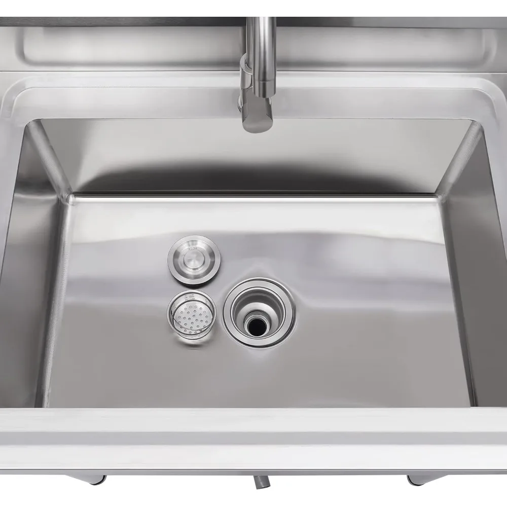 Single Compartment Stainless Steel Freestanding Utility Sinks, Tableware Portable Sink, Multi-Purpose Commercial Sinks, Restaura