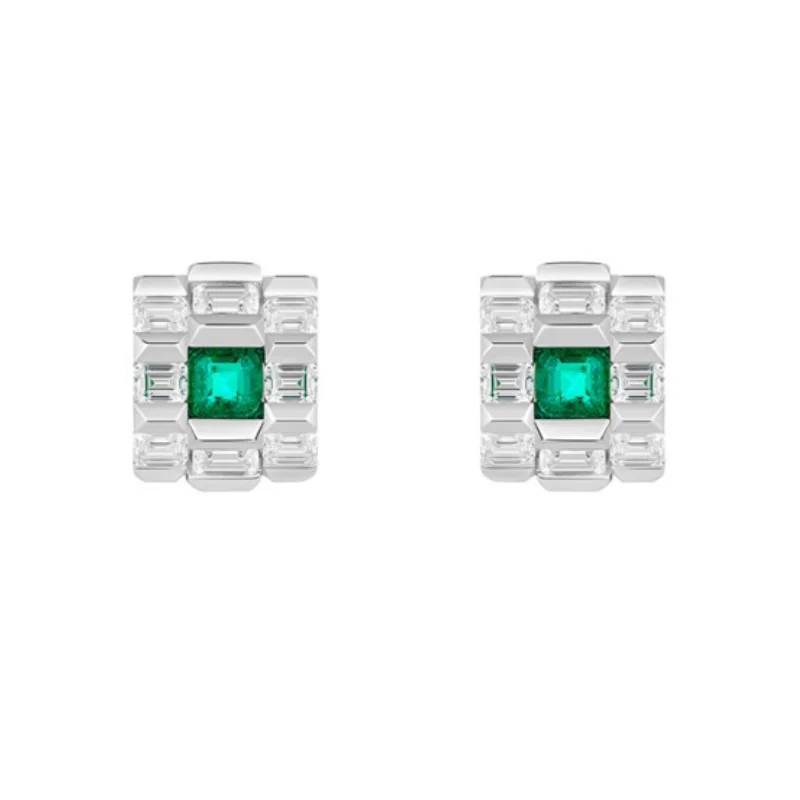 

Серебряные серьги Bellux 925 пробы с синтетическим цирконом, изумрудно-зеленые, квадратные, с полным покрытием из бриллиантов, универсальные модные очаровательные ювелирные серьги