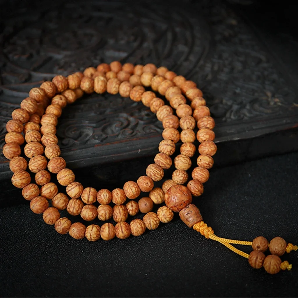 7mm Tibetan Buddhism 108 Small Phoenix eyes Bodhi seeds Mala Necklace