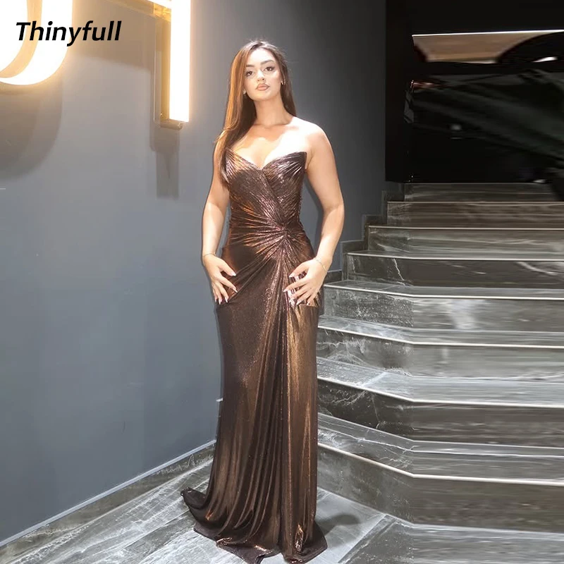 

Thinyfull Mermaid Sleeveless Prom Dress Sweetheart Evening Dresses Dubai Long 2025 Formal Gown Robe De Soirée Customized