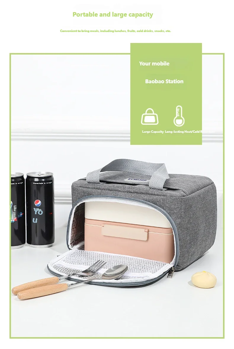 Lunchtasche mit Schultergurt, Griff, Kühltasche für Damen, tragbare Lebensmitteltasche für Arbeit, Studenten, Thermo-Lunchbox, Kühlschranktasche – Detail 30