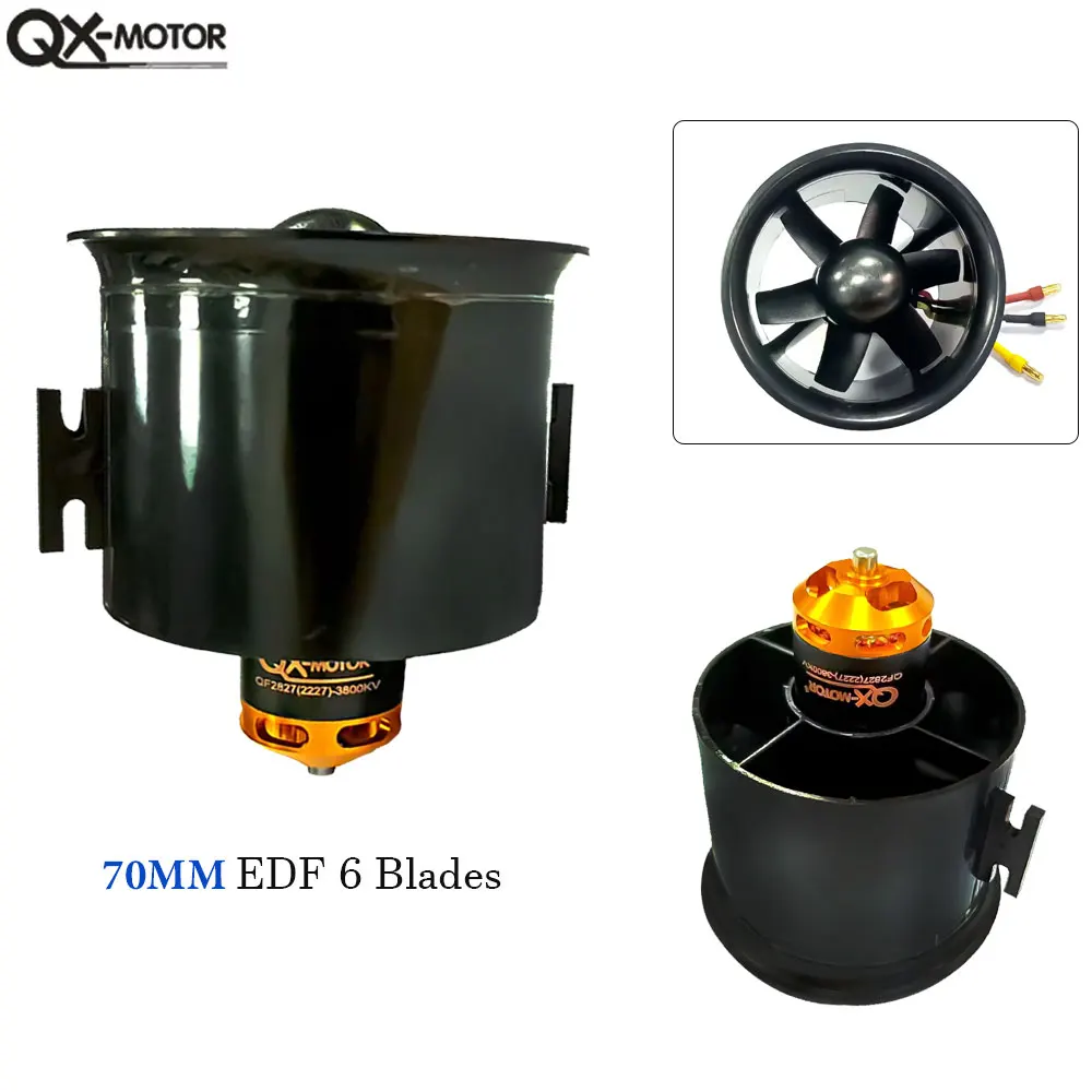 QX-MOTOR 70mm EDF 6 Blades QF2827 Motor 4S 6S for RC Jet Airplane