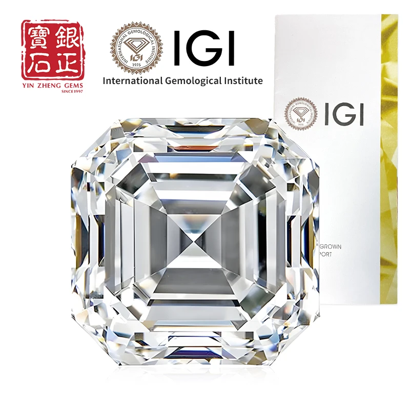 YinZheng Gems IGI Certificate Lab Grown Diamond CVD Asscher Cut 3.0-3.99ct Lab Grown Diamonds EF Color VVS2 ID EX EX Lab Diamond