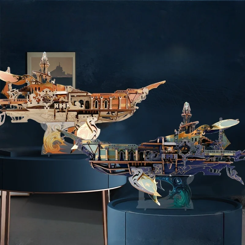 

Cosmic Whale Ship Wooden Model, 3D Mortise and Tenon Puzzle, Nautical DIY Adventure Gift for Adults